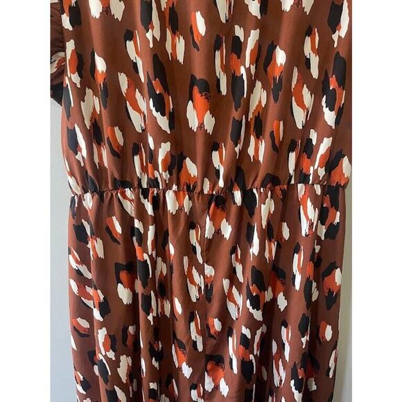Bloom Chic Plus Size 26 Dress Brown Animal Print High Neck Ruffles - Picture 7 of 7